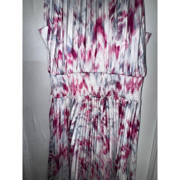 Halogen Womens Sleeveless Pleated Midi Dress M Pink & White Classy Church Brunch - Picture 13 of 15